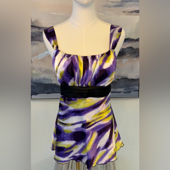 Vintage Y2K BCX Purple Abstract Babydoll Tank | Coquette Fairycore Empire Waist - Picture 5 of 14